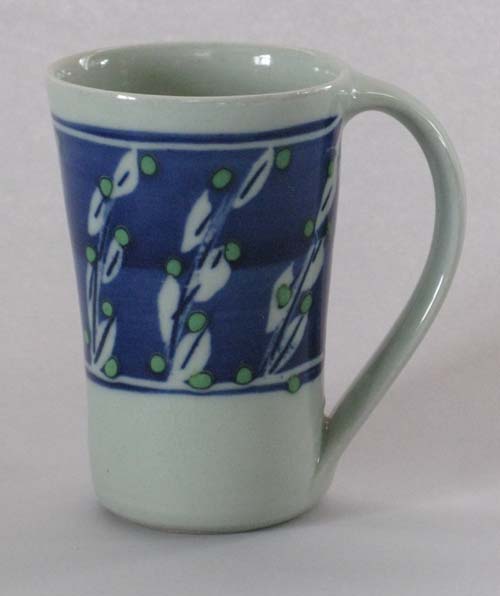 mug with wax resist pussy willows